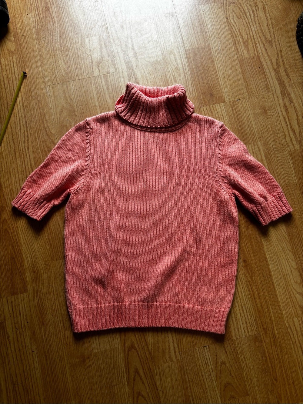 VTG chunky knit short sleeve sweater cotton small turtleneck spring fall layers